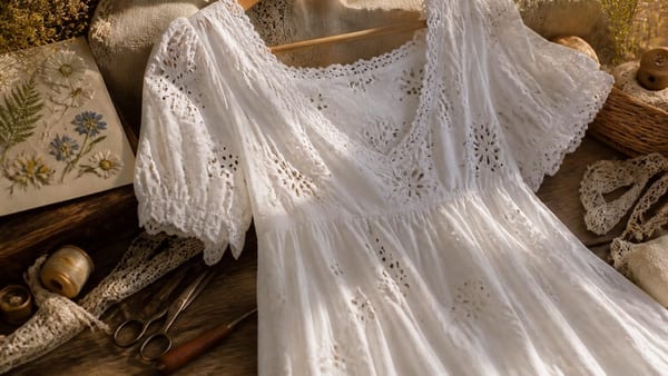 Delicate eyelet embroidery returns as the season's defining fabric, blending heritage craftsmanship with modern silho…
